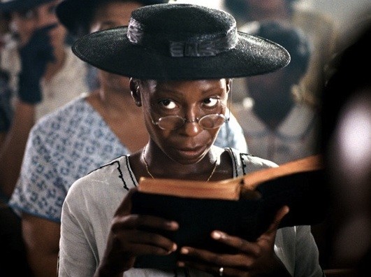 Goldberg in her Oscar-nominated performance as Celie in The Color Purple