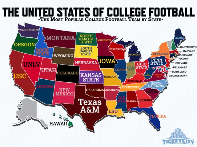 MAP What s The Most hated College Football Program In The State Of 