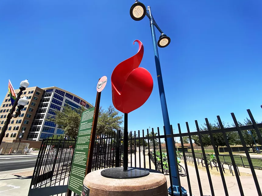 Ryan Shea's Two-Sided Heart at Tempe Beach Park is part of an earlier IN FLUX cycle. - TEMPE PUBLIC ART