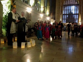 Allegheny County Executive Rich Fitzgerald and Pittsburgh Mayor Bill Peduto address crowd of residents celebrating Diwali in city-county building. - PHOTO COURTESY OF RYAN DETO