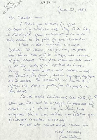 June 22, 1983 letter from Bob Skiba to Mayor Bernie Sanders - BERNARD SANDERS PAPERS, SPECIAL COLLECTIONS, UNIVERSITY OF VERMONT LIBRARY