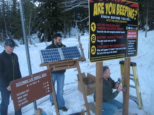 The beacon checkers are solar powered and designed by COCC students.