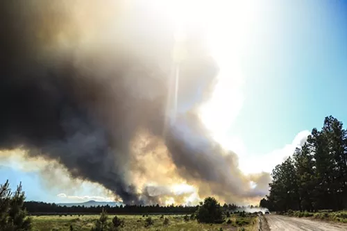 The Two Bulls Fire west of Bend as viewed near Johnson Rd.