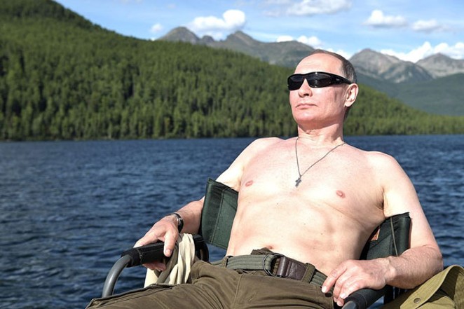 Yes, that is Vladimir Putin without a shirt on. No, it is not against the law in our state. And no, he is not visiting Central Oregon anytime soon. That we know of. - WWW.KREMLIN.RU