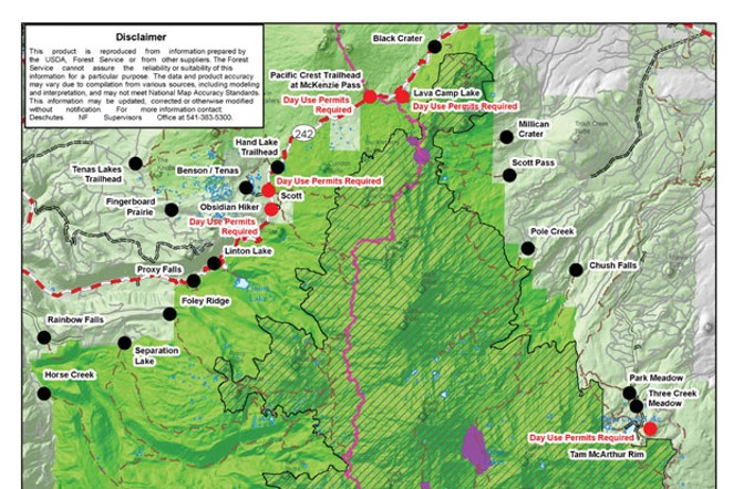 Access maps of future trail permit requirements at the Deschutes National Forest website. (See link below) - U.S. FOREST SERVICE