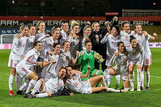FIFA Women's World Cup 2019 Qualification Austria vs. Spain 2018/04/10. Picture shows team of Spain after the match. - WIKIMEDIA COMMONS