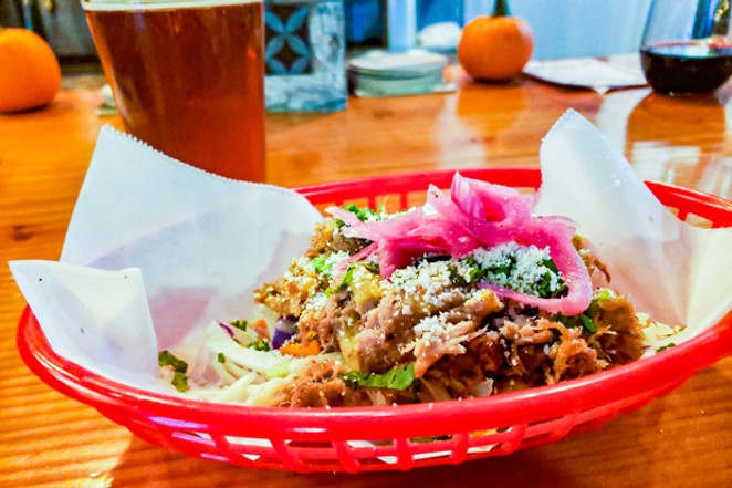 Root Beer Carnitas taco from Westside Taco Co. food truck at The Vault Taproom. - CAYLA CLARK
