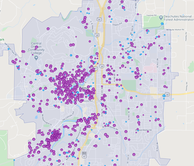 Bend's high density of vacation rentals contributes to the scarcity of middle-income housing. - AIRDNA