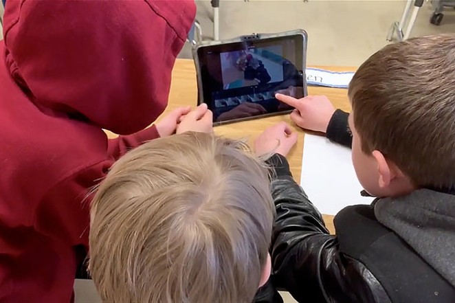 Fourth graders at Bear Creek Elementary in Bend created short films with Future Filmworks, working in teams to write, film, and edit their original works&mdash;finishing with a screening for their classmates, complete with movie theater popcorn! - COURTESY YOUNG AUDIENCES OF OREGON &amp; SW WASHINGTON.