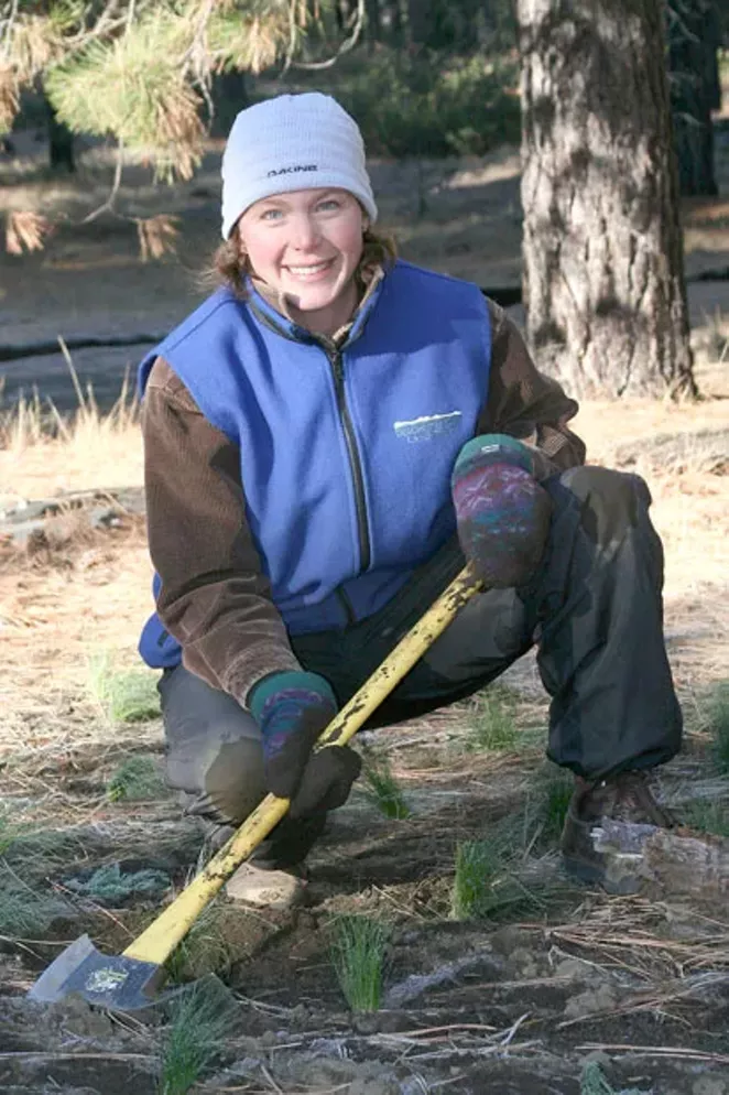 Amanda Egertson works on the Deschutes Land Trust's Metolius Preserve. - SUBMITTED