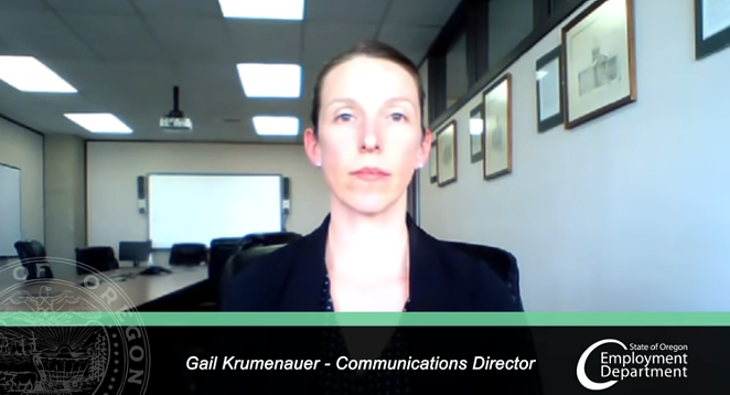Gail Krumenauer, the communications director for the Oregon Unemployment Department has released a number of YouTube videos to respond to questions about claims made during the coronavirus crisis. - OREGON EMPLOYMENT DEPARTMENT