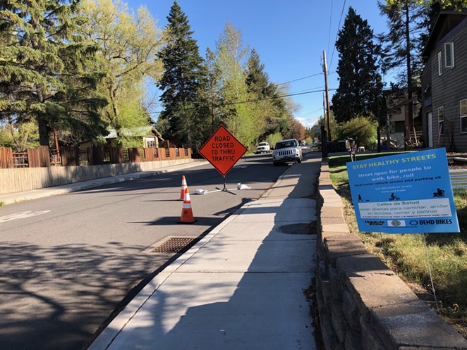 NE 6th St. in Bend, one of several Neighborhood Greenways that the City of Bend has identified as 'Stay Healthy Streets," aimed at encouraging more pedestrian activity during the pandemic. - NICOLE VULCAN