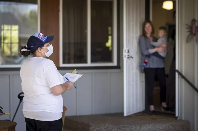 When TRACE team members come to Bend this weekend, they will stand at least 10 feet away from the homes of potential participants. They’ll come back later and collect tests that people leave in a sealed bag at a safe distance from their house. - KARL MAASDAM