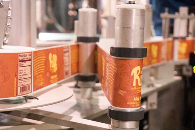 Inside the packaging facility of Riff Cold Brewed Coffee. Paul Evers, Cultivate Bend&#39;s board president, &#10;is also the co-founder and CEO of Riff Cold Brewed. - COURTESY RIFF COLD BREWED
