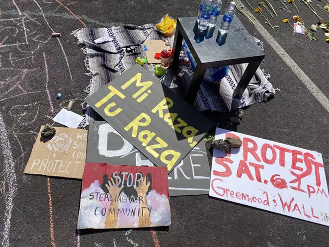Signs left at the scene of the ICE protest in Bend the following day. - NICOLE VULCAN