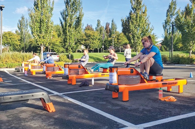 Earlier in the pandemic, Orange Theory moved its rowers outdoors. - COURTESY ORANGE THEORY