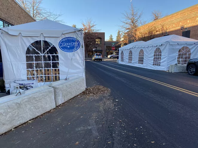 Tents with two sides are formally allowed under new guidance from Oregon's governor. - NICOLE VULCAN