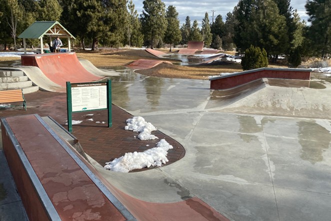 Larkspur&#39;s Ponderosa Skate Park is a big draw for youth&mdash;and adults alike... snow notwithstanding. - K.M. COLLINS