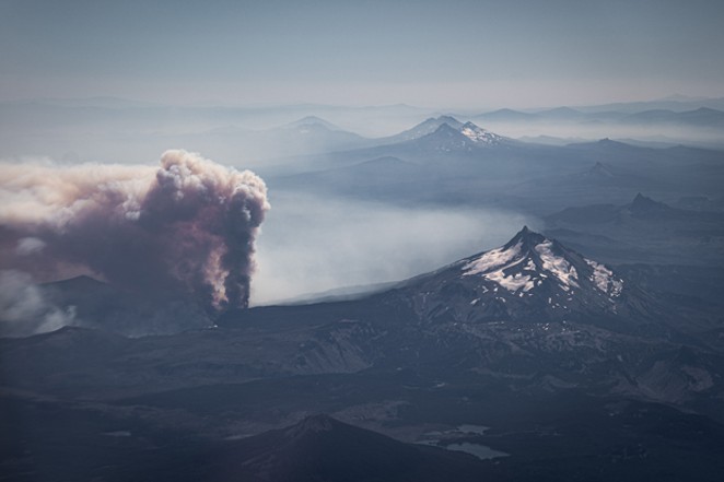A view from above of the Lionshead Fire, started by lightning on the Warm Springs reservation. - LUCAS RIETMANN