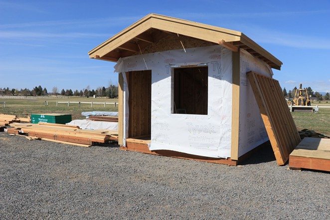 A tiny house built by vocational training students at J Bar J will be donated to The Central Oregon Veterans Village. - JACK HARVEL