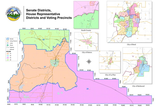 Deschutes County map &mdash; Oregon Senate and House districts in Deschutes County. - BY DESCHUTES COUNTY