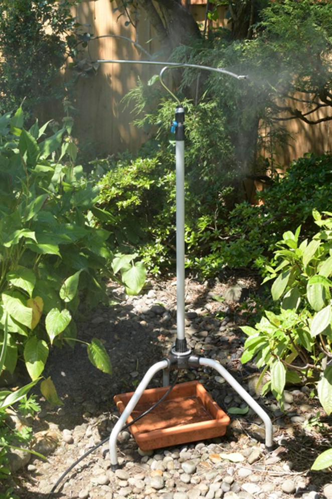 This is the Aeromist, a portable misting tower. - COURTESY SANDY LEAPTROTT