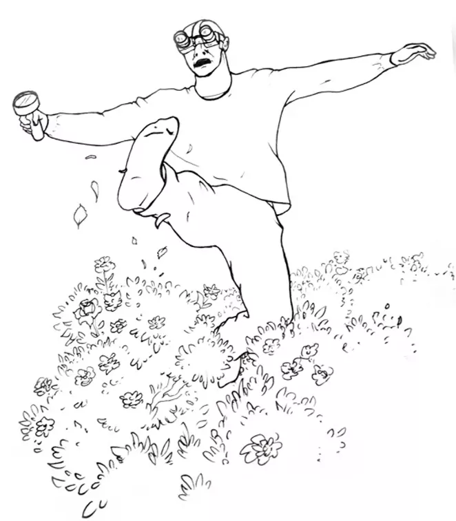 An illustration of Jim's antics by his son, Reuben Anderson. - REUBEN ANDERSON