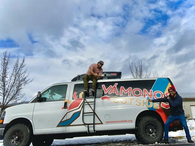 Wesley Heredia and Eduardo Romero with Vamonos Outside's new adventure van. - EDUARDO ROMERO