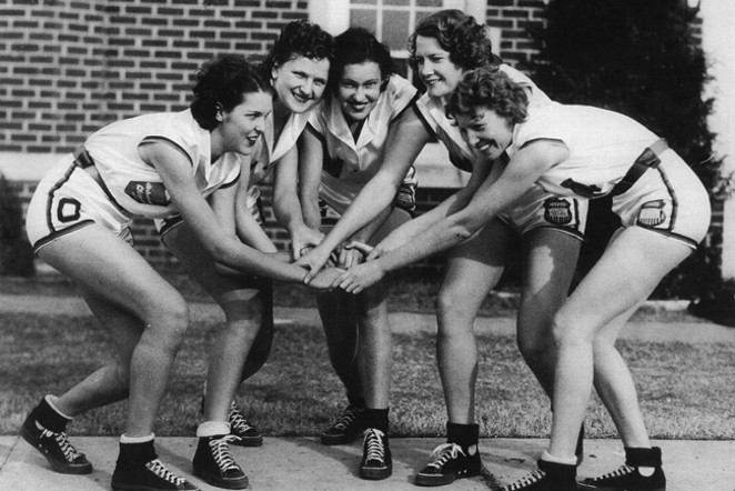 The Oklahoma Presbyterian College Cardinals were trailblazers for pre-Title IX women’s athletics, offering scholarships 40 years before the legislation passed. Without competition, they mostly played against semi-professional women’s teams. - COURTESY OF TRUBY STUDIO, DURANT, OKLAHOMA