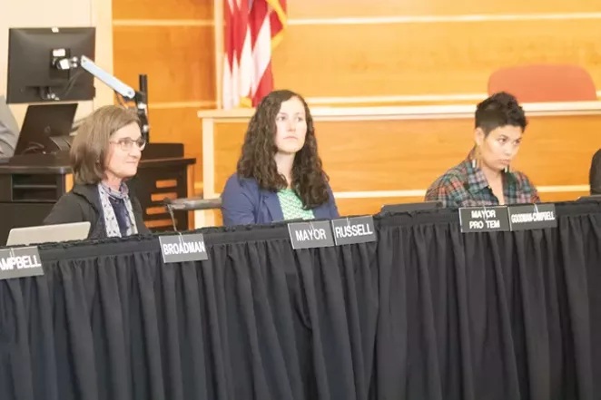 Bend Mayor Sally Russell, left, and Bend City Councilor Rita Schenkelberg, right, made their last appearances as elected officials at Bend City Council's regular meeting on May 18. - JACK HARVEL