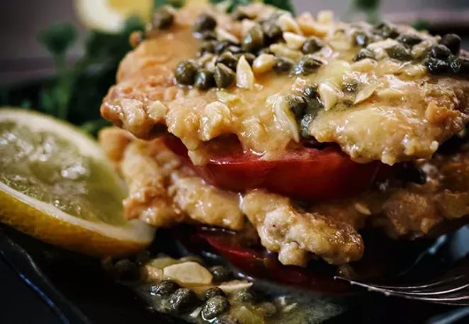 Heirloom Tomato Chicken Piccata Stack