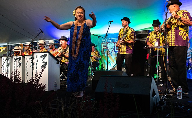 Kahulanui, a Grammy-nominated Hawaiian swing band from the Big Island of Hawaii, played an earlier fest. - COURTESY OF SISTERS FOLK FESTIVAL
