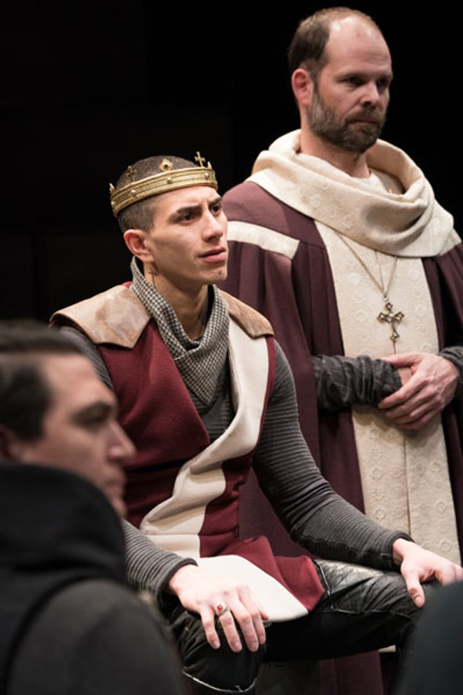 Center, Henry V, played by Daniel Jose Molina, listens to his loyal subjects about going to war with France. - JENNY GRAHAM