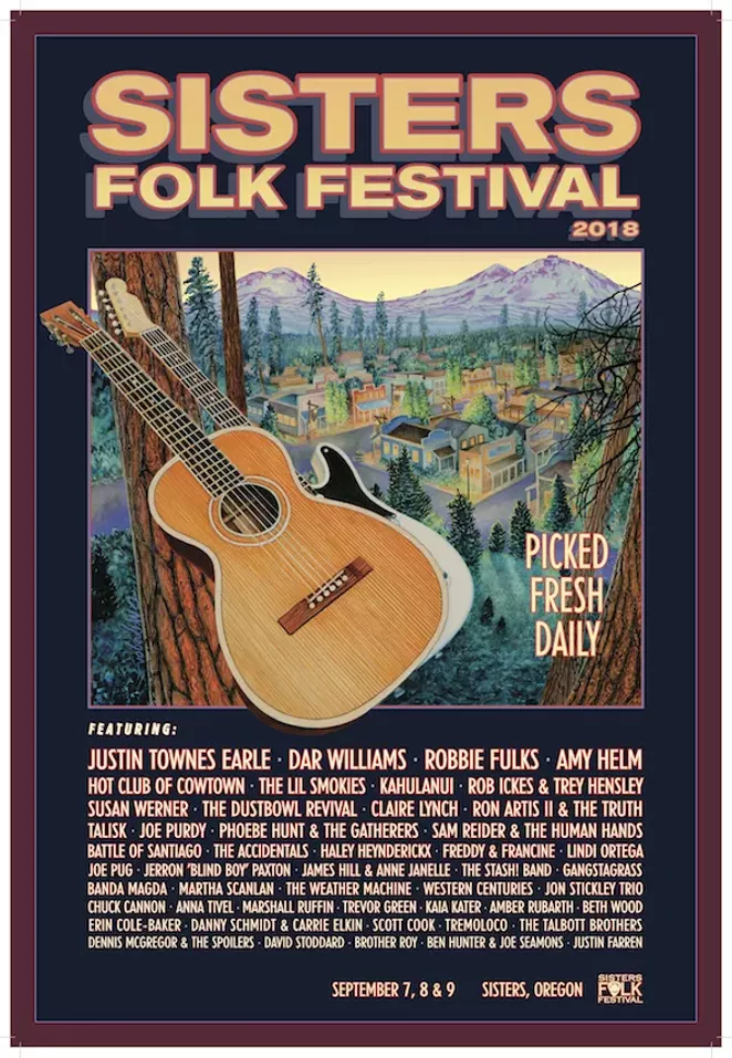 Dennis McGregor's Sisters Folk Fest posters run the gamut from political and silly, to art inspired by traditional themes