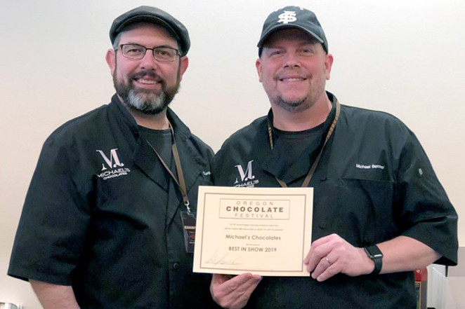 Michael's Chocolate owners Curtis Wallis and Chef Michael Benner took home Best in Show at the Oregon Chocolate Festival. - LISA SIPE