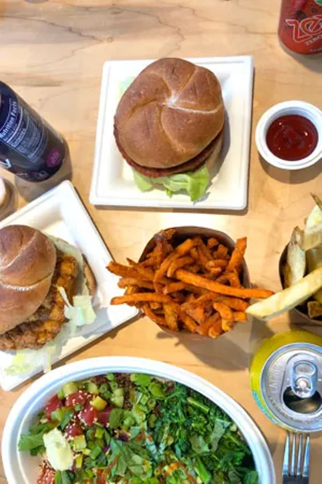 The Life and Time menu includes a crispy chicken sandwich, a Beyond Meat burger, sweet potato fries and a selection of bowls. - LISA SIPE