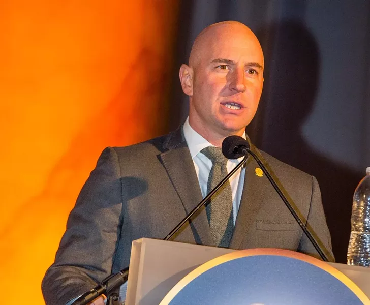 Josh Rizzo presents at the Zero Injury Safety awards through his work with the Werner Company. - COURTESY JOSH RIZZO