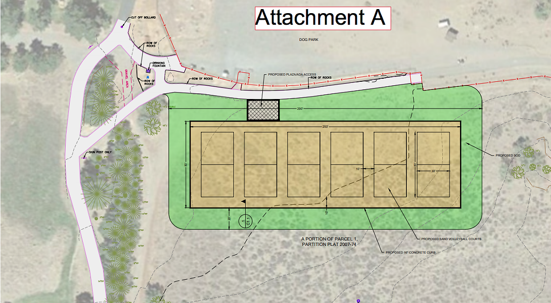 The six proposed volleyball courts at Pine Nursery Park are planned just south of the dog park, on the east side of the park. - BEND PARK AND RECREATION DISTRICT