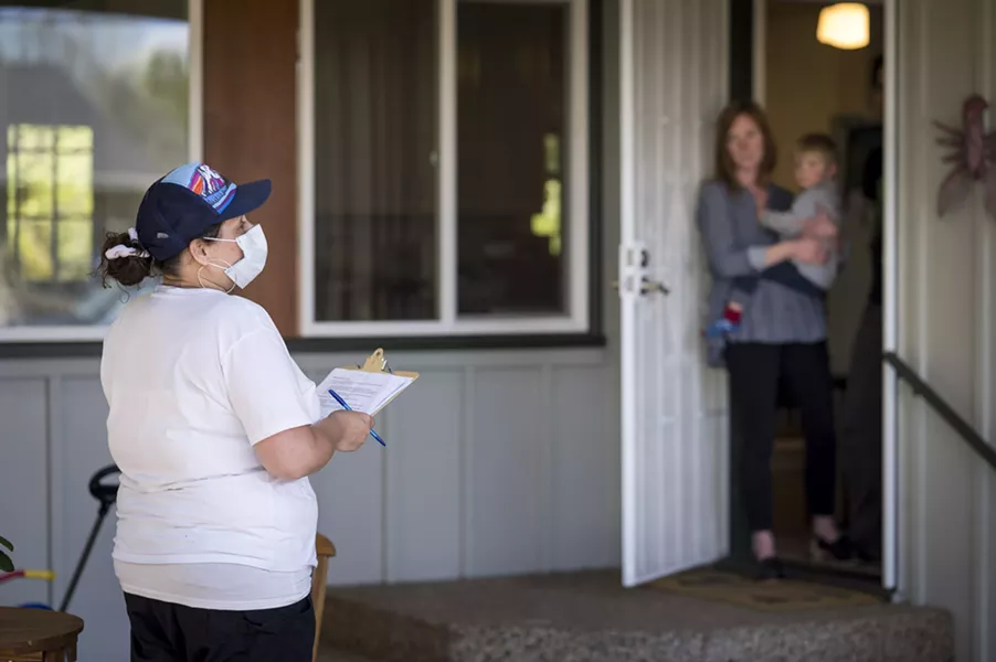When TRACE team members come to Bend this weekend, they will stand at least 10 feet away from the homes of potential participants. They’ll come back later and collect tests that people leave in a sealed bag at a safe distance from their house. - KARL MAASDAM