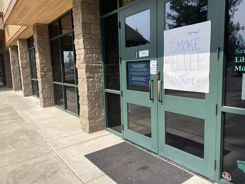 Outside the temporary smoke shelter at First Presbyterian Church. - NICOLE VULCAN