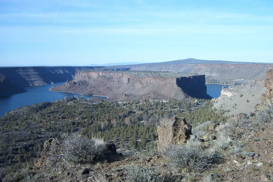 A view of Lake Billy Chinook, Ore., with a view of The Cove Palisades State Park facilities below. - IAN POELLET