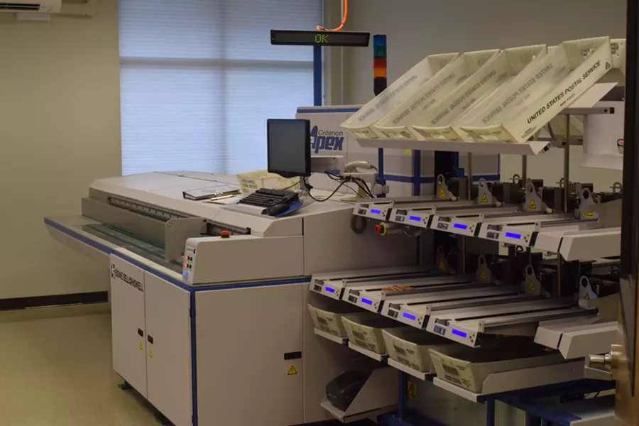 Voting machines are the first step once ballots are returned. They verify signatures and separate ballots by precinct. - JACLYN BRANDT