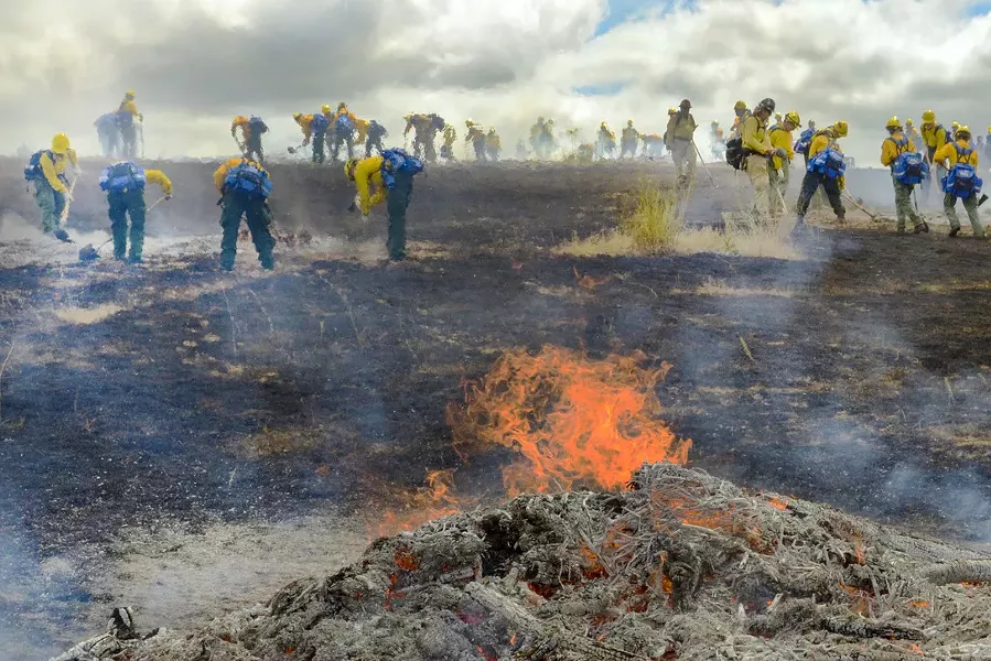 Members of the National Guard practice containing wildfires at the Oregon Department of Public Safety Standards and Training in Salem, August 2018. - ARMY NATIONAL GUARD PHOTO BY JOHN HUGHEL