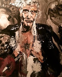 Anthony Bourdain is portrayed in this painting by Nicola Carpinelli.