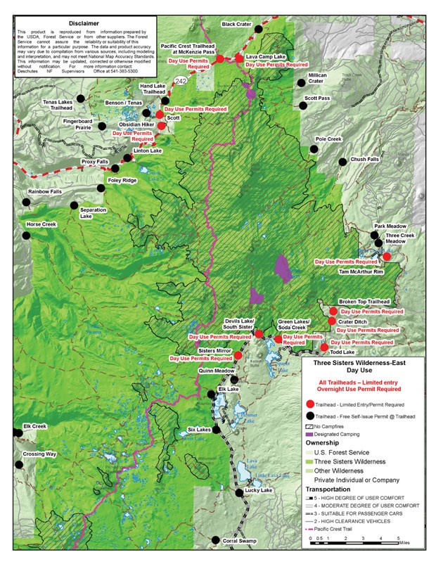 three sisters wilderness map Trailhead Permit System Finalized Outside Guide Bend The