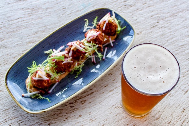 Sunset Pale Ale pairs exceptionally well with Brasada’s shrimp fritters, in this writer’s humble opinion. - NANCY PATTERSON