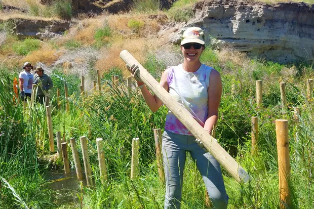 Alison Luce is one of several ONDA volunteers creating habitat to bring the beaver back to eastern Oregon. - ONDA PHOTO BY BRIDGET TINSLEY