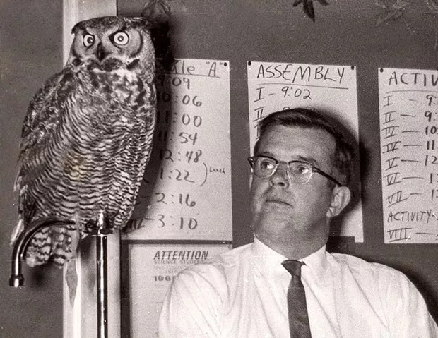Jim Anderson and Owl doing their thing at a school lab back in the OMSI days of the ‘60s. - SUBMITTED