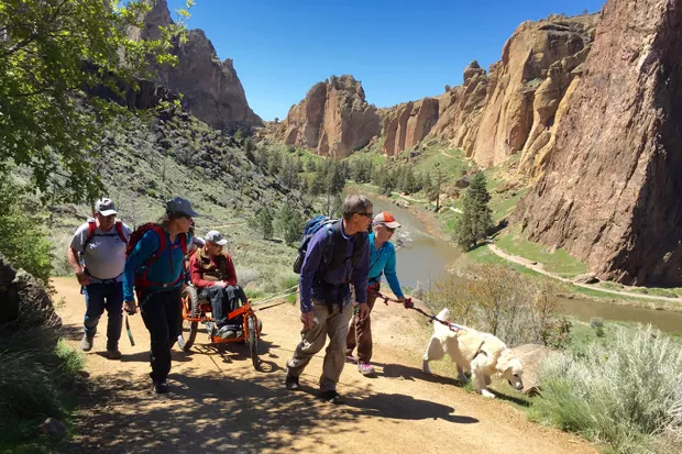 The AdvenChair and company take on Smith Rock State Park. - COURTESY ADVENCHAIR