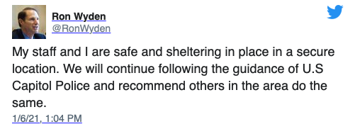 A tweet from Sen. Ron Wyden Wednesday afternoon. - OFFICE OF SEN. RON WYDEN